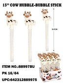 JUGUETES 15" COW HUBBLE-BUBBLE STICK EXPOSITOR 16CT / UOM DSP