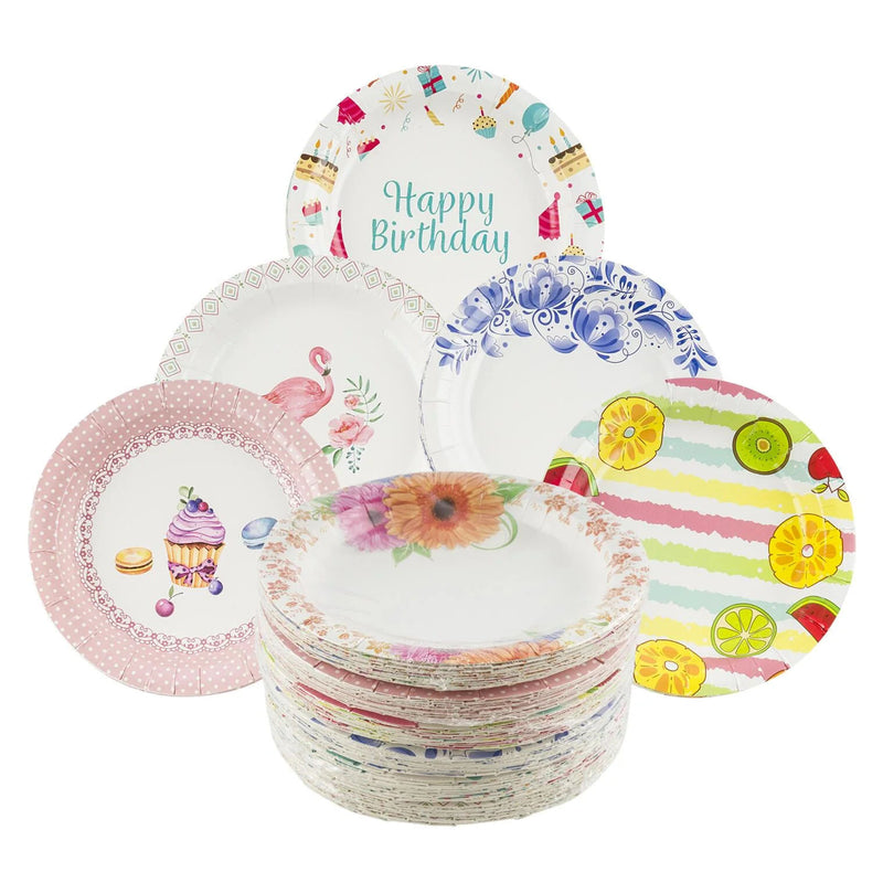PAPER PLATE 12ct 7"ASSORTED PRINT CASE 12  /  UOM CS
