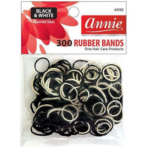 ANNIE RUBBER BANDS ASST SIZE 300CT BLACK / WHITE CS12  /  UOM M600