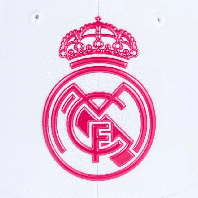 Gorra Blanca Real Madrid - Escudo Rosa