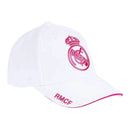 Gorra Blanca Real Madrid - Escudo Rosa