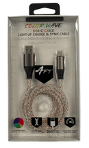 CABLE DE DATOS USB-C CON ILUMINACIÓN DE OLA DE COLOR DE 4 PIES