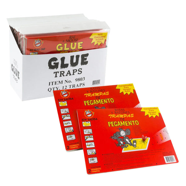 FLAT 2PC GLUE RAT-MOUSE TRAP PK 12 / UOM M72