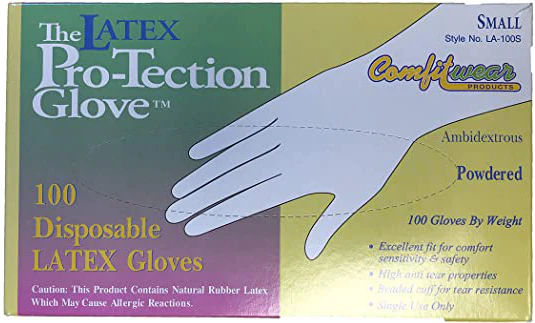 LATEX DISPOSABLE GLOVES SMALL CT100  /  UOM C10
