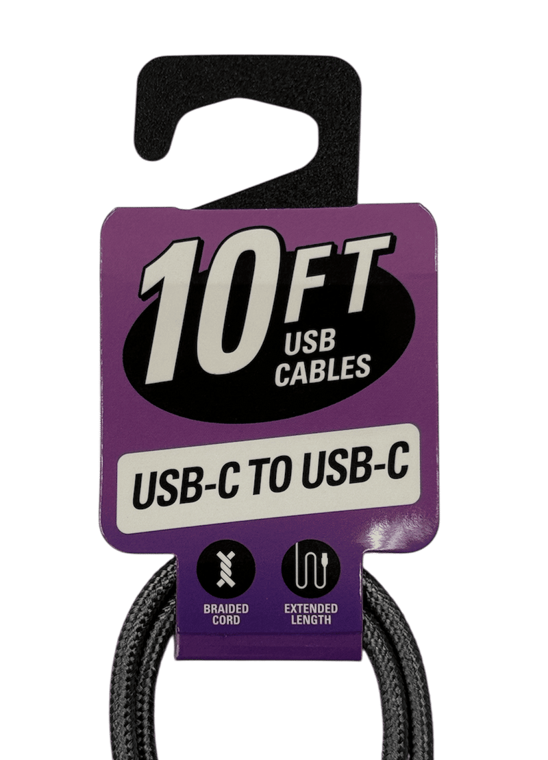 10FT Braided USB-C to USB-C DATA CABLE