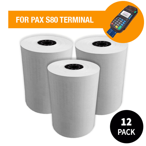 Pack of 12 PAX S80 Printer Paper Rolls