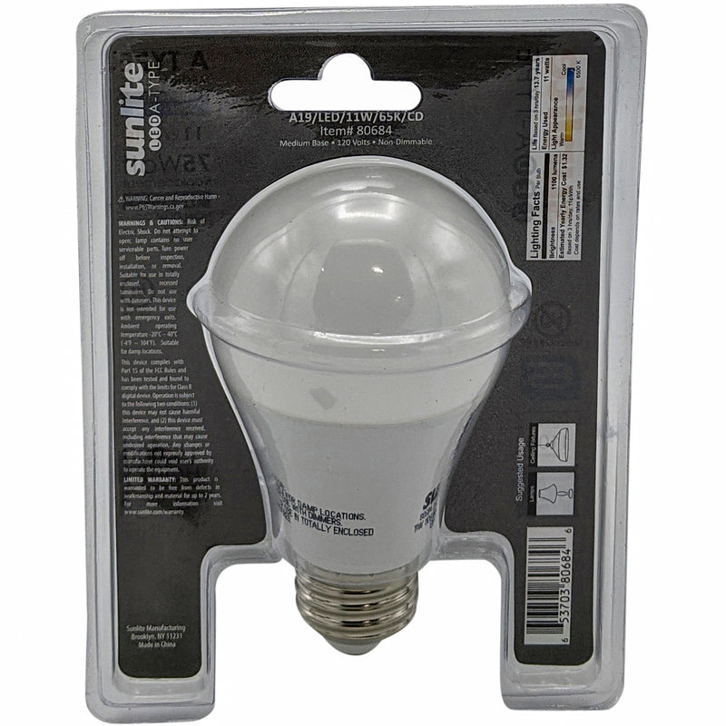 LED A19 Light Bulb, 11 Watts (75 Watt Equivalent), 6500K Daylight, Non Dimmable (12 Pack)