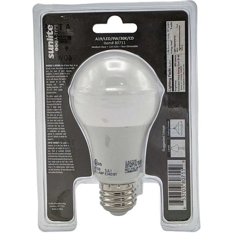 LED A19 Light Bulb, 9 Watts (60 Watt Equivalent), 3000K Warm White, Non Dimmable (12 Pack)