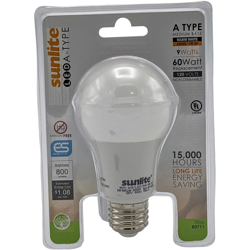 LED A19 Light Bulb, 9 Watts (60 Watt Equivalent), 3000K Warm White, Non Dimmable (12 Pack)
