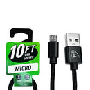 Cable Micro Trenzado de 10FT a Granel Colores Asst (Paquete de 30)