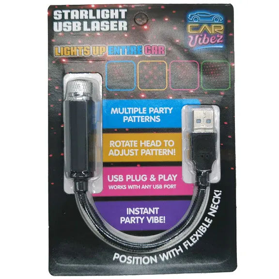 CAR STARLIGHT MOOD LIGHT USB 6 PIECES PER DISPLAY