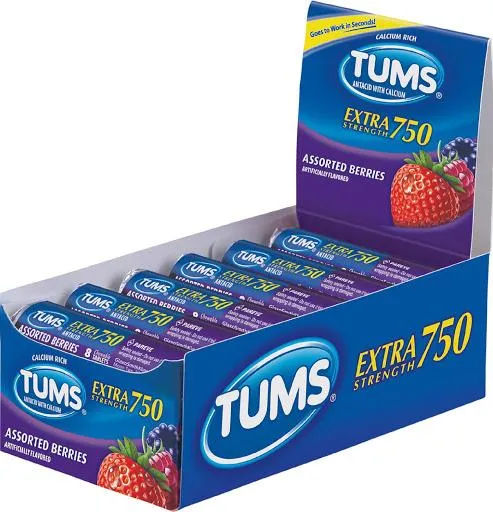 TUMS 8'S EXTRA STRONG BERRIES ASSTD 12CT DSP