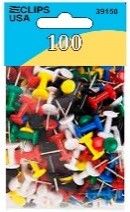 Push Pins - Assorted Colors, 100 ct., Reusable Box (48 Pack)