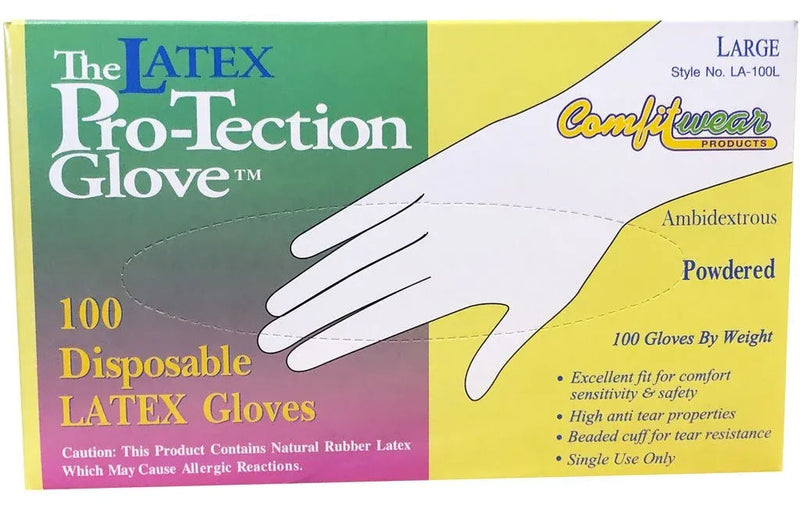 LATEX DISPOSABLE GLOVES LARGE CS10