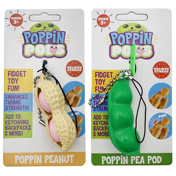 FIDGET STRING BEANS POPPIN PODS 24 PIECES PER DISPLAY