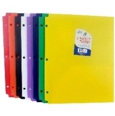 2 Pocket Poly Folder, 3 Holes, Asst. Colors, in Display (48 Pack)