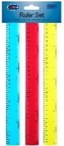 Ruler Set, 3 Pk., Assorted Colors (48 Pack)