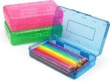 Neon Plastic Pencil Box-Large  (48 Pack)