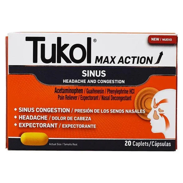TUKOL MAX ACTION SINUS CAPLETS 20CT pk3
