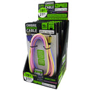 CABLE OMBRÉ DE DESVANECIMIENTO DE COLOR DE 10 PIES VARIEDAD 6 PIEZAS POR DISPLAY