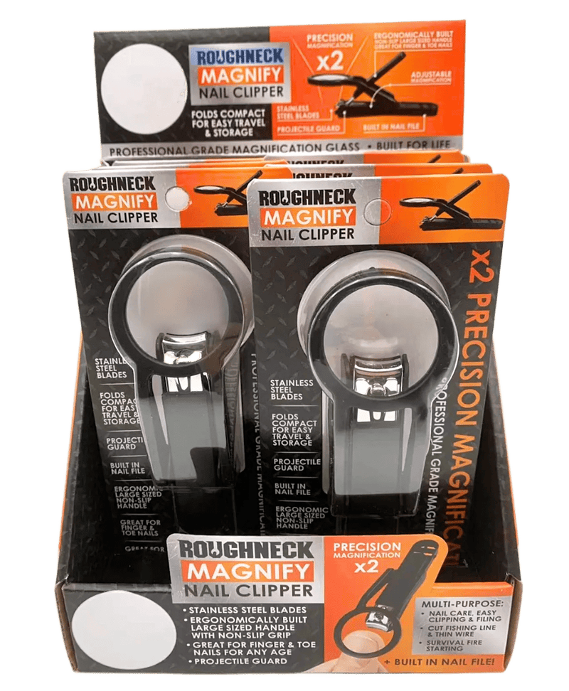 ROUGHNECK MAGNIFYING NAIL CLIPPERS 6 PIECES PER DISPLAY