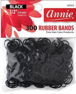 ANNIE RUBBER BANDS 300CT BLACK CS12