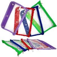 Pencil Pouch - Clear Poly - Assorted Colors (60 Pack)