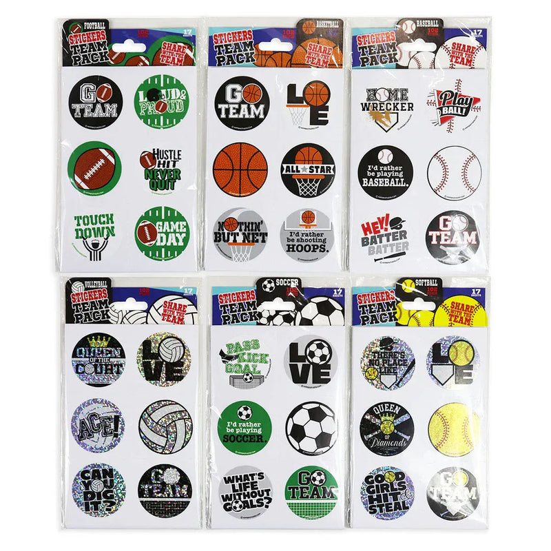 SPORTS STICKERS TEAM PACK  24 PIECES PER DISPLAY