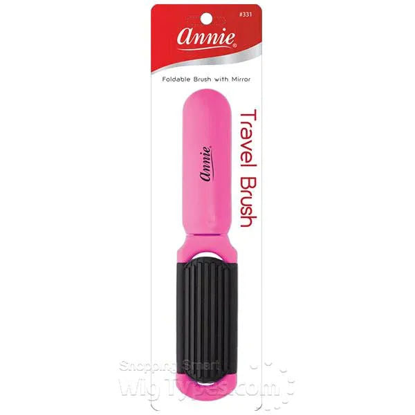 ANNIE TRAVEL BRUSH PINK COLOR WITH MIRROR CS12