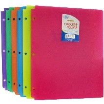 2 Pocket Poly Folder, 3 Holes, Neon, Asst. Colors, in Display (48 Pack)
